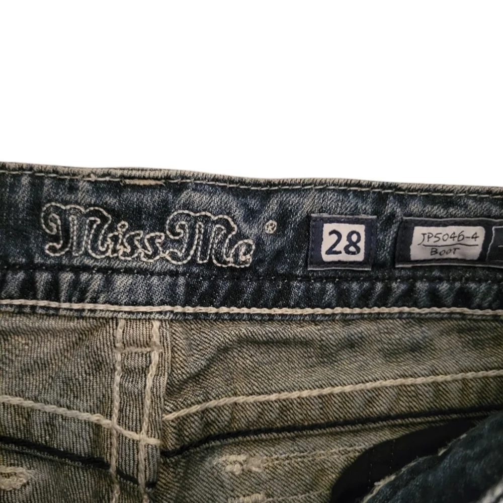 Miss Me Boot Cut Jeans Embellished Bedazzled Sparkle Diamond Crosses JP5046-4 - Picture 8 of 12